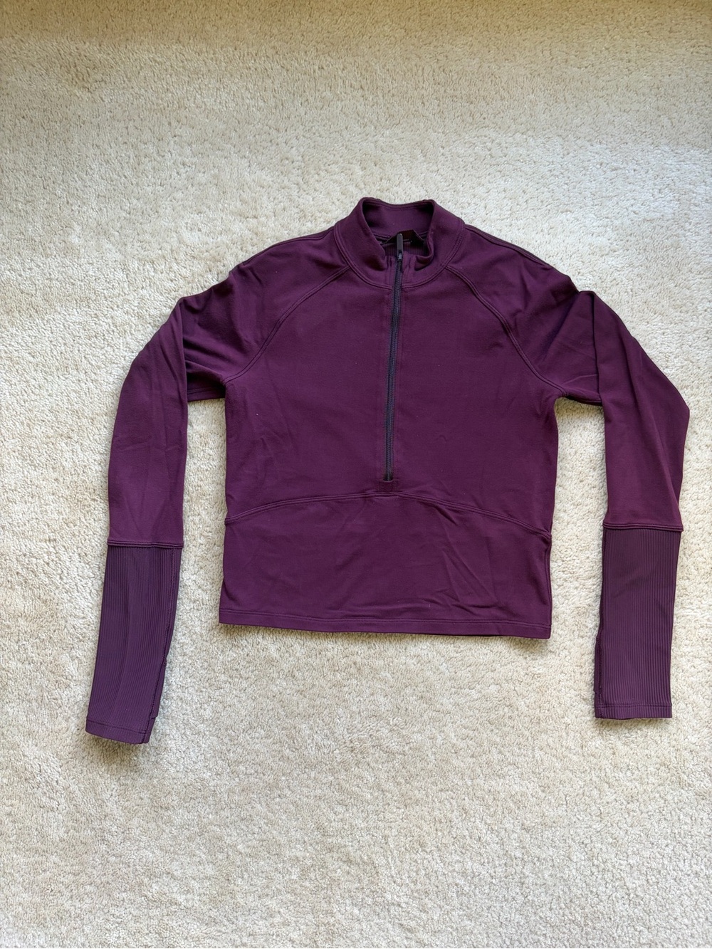 LuluLemon half zip crop log sleeve top XS- Plum